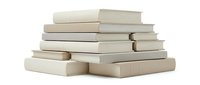 Stack of closed beige hardcover books isolated on white background, ready for education, library, and publishing design projects.