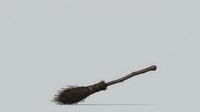 Witch broomstick isolated on white background, ready for Halloween designs, costumes, invitations, and magical themed projects.