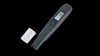 Digital pH meter pen with LCD display and protective cap, isolated on transparent background. Ready for print on demand, stickers, clipart, and t-shirt design use.