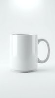 Blank white ceramic mug with handle isolated on light background, ready for custom design, branding, and merchandise mockup applications.