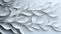 Elegant white paper leaves creating layered dimensional wall art pattern with soft shadows and curved organic shapes. Modern minimalist abstract background.