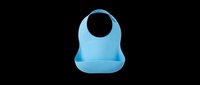 Blue baby bib with rounded neckline and catch pocket, isolated on transparent background. Ready for print-on-demand, sublimation, t-shirt designs, stickers, and clipart projects.