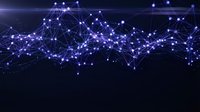 Abstract digital network with glowing blue nodes and connecting lines representing data flow, technology, and global connectivity for web design and tech concepts.