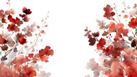Delicate watercolor floral composition in coral and burgundy shades with graceful branches and leaves creating romantic botanical art for wedding stationery.
