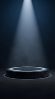 Dark marble podium platform illuminated by dramatic spotlight beam for luxury product display and presentation showcase.