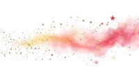 Dreamy pink and gold watercolor galaxy with sparkling stars and cosmic dust on white background, abstract celestial design element for creative projects.