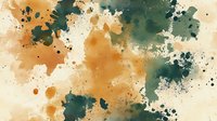 Watercolor splashes in warm gold, amber, and deep forest green tones blend across cream background, creating organic abstract art suitable for backgrounds, wallpapers, and design projects.