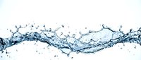 Dynamic water splash with flowing liquid motion and droplets against clean white background for refreshing beverage and hydration concepts.