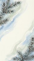 Watercolor pine branches with soft blue and green washes create elegant winter botanical frame for holiday cards and seasonal designs.
