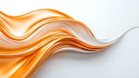 Flowing orange and white silky waves create dynamic abstract background with smooth glossy texture and elegant curved lines on light backdrop.