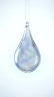 Transparent water droplet with iridescent rainbow reflections isolated on white background for design projects and environmental concepts.