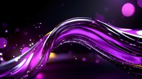 Abstract purple wave with glowing light effects and sparkles on dark background creates dynamic flowing motion and energy for modern design projects.