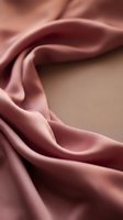 Luxurious dusty rose silk fabric with elegant flowing folds and soft draping texture for fashion design and textile backgrounds.