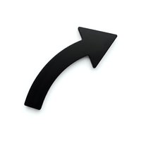 Black curved arrow pointing upward and right on white background for business presentations and infographic designs.