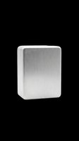 Brushed silver metal tin box isolated on transparent background, cut out and ready for stickers, clipart, print on demand, sublimation, and T-shirt design use.