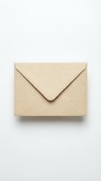 Kraft paper envelope on white background, isolated. Eco-friendly brown recycled mail stationery for correspondence, invitations, and greeting cards.