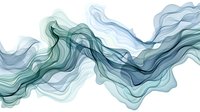 Flowing abstract waves in transparent blue and green tones create dynamic movement across white background, suitable for modern business presentations and website headers.