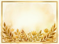 Elegant golden foliage border on aged cream background with ornate frame, suitable for invitations, certificates, and decorative design projects.