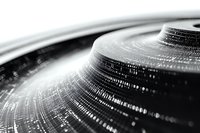 Digital data stream flowing across curved surface with binary code and network patterns, representing technology, information transfer, and cyber connectivity for web design and tech industry applications.