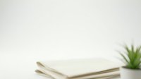 Blank open notebook with wooden pencils and potted succulent plant on white surface for writing, planning, and creative projects.