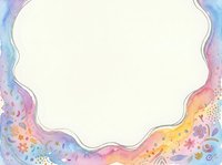 Watercolor floral frame with empty space for text, featuring pastel rainbow colors and decorative botanical elements for wedding invitations and greeting cards.
