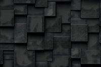 Dark geometric squares creating layered abstract background with depth and shadow effect, modern minimalist architectural pattern in monochrome black.