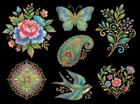 Vintage floral and butterfly design elements isolated on transparent background. Ready for t-shirt designs, clipart, stickers, sublimation, print-on-demand products, and digital crafts.