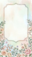 Ornate floral frame with roses, eucalyptus, and birds on watercolor background. Isolated design element ready for invitations, greeting cards, and wedding stationery projects.