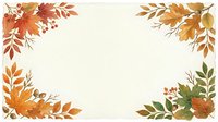 Autumn foliage frame with golden and orange leaves arranged in corners on cream background, isolated design element for seasonal invitations and fall projects.