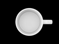 White ceramic coffee mug top view isolated on transparent background, ready for clipart, stickers, print on demand, sublimation, and t-shirt design use.