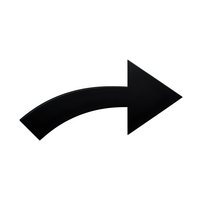 Black curved arrow pointing right on white background isolated for graphic design and web interface elements.