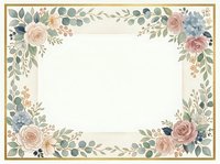 Vintage floral border frame with roses, eucalyptus and botanical elements on cream background. Suitable for invitations, certificates and decorative designs.
