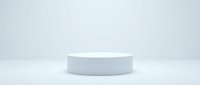 White cylindrical podium platform on clean minimalist background for product display and presentation mockups.