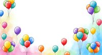 Colorful party balloons frame border on white background for celebrations, birthdays, festivals and special events decoration.