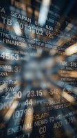 Stock market data and financial news headlines with numbers and ticker symbols displayed on blurred background, suitable for business, finance, investment, and economic reporting projects.
