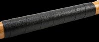 Wooden staff with black leather grip wrap isolated on transparent background, ready for t-shirt design, clipart, stickers, print on demand, and sublimation use.