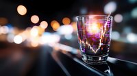 Glowing stock market chart pattern on glass with bokeh background creates modern financial concept visualization for business presentations.