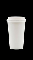 White disposable paper coffee cup with lid, isolated on transparent background, ready for t-shirt design, stickers, clipart, and print on demand use.
