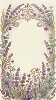 Lavender and eucalyptus ornamental frame with decorative scrollwork on cream background, isolated and ready for invitations, greeting cards, stationery design, and digital projects.