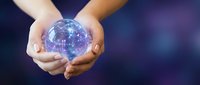 Hands holding glowing digital sphere with circuit patterns, representing technology, innovation, and future connectivity for business and digital transformation concepts.