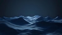 Ethereal blue waves form abstract landscape against dark background, creating mysterious atmospheric mood with flowing lines and gentle curves. Digital art concept.
