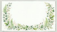Watercolor botanical frame with ferns, eucalyptus, and mixed greenery on isolated white background, ready for invitations, cards, and design projects.