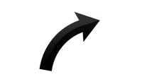 Black curved arrow pointing right on white background isolated for graphic design and presentation use.