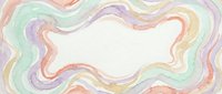 Pastel watercolor frame with flowing organic waves in soft rainbow colors creating elegant border on white background for wedding invitations and stationery.