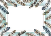 Feathered border frame with isolated design elements on white background, perfect for invitations, cards, posters, and creative projects.