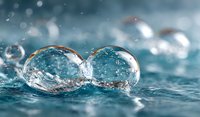 Crystal clear water droplets creating splash with bokeh effect on turquoise surface capturing motion and purity in macro photography for wellness concepts.