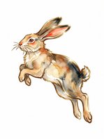 Jumping rabbit with tan and brown fur isolated on transparent background, ready for t-shirt design, clipart, stickers, sublimation and print-on-demand products.