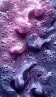 Abstract liquid art background with water drops and purple gradient colors. Perfect for cosmetics packaging, beauty products, or modern wall art designs.