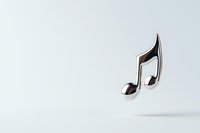 Metallic musical note symbol floating against minimalist white background, creating shadow effect for depth. Ideal for music industry content.