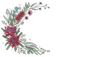 Floral crescent moon wreath with burgundy flowers and eucalyptus leaves on transparent background for wedding invitations and romantic designs.